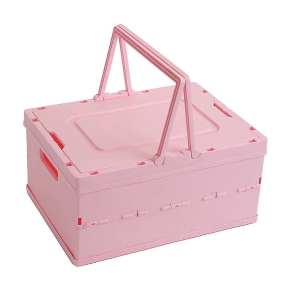 Storage Box Foldable Storage Crate 14x10x7 Inch, Collapsible Plastic Bin with Handle, Multi-Purpose Camping Basket, Foldable Crate
