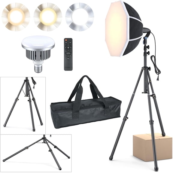 store Softbox Photography Lighting Kit with Professional 85W LED Bulbs, Studio Lights for Photography/Video Recording/Live Streaming (20" Octagonal Softbox Lighting Kit)