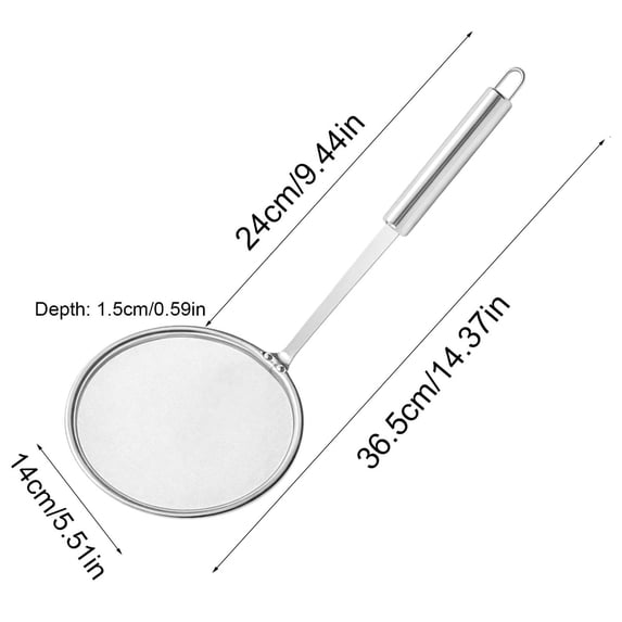 Strainer Spoon Large Stainless Steel Fine Mesh Strainer Spoon Skimmer, Ultra Fine 100 Mesh Kitchen Cooking Utensil forFrying Filtering Sauces Soup Fat Separator Skimmer