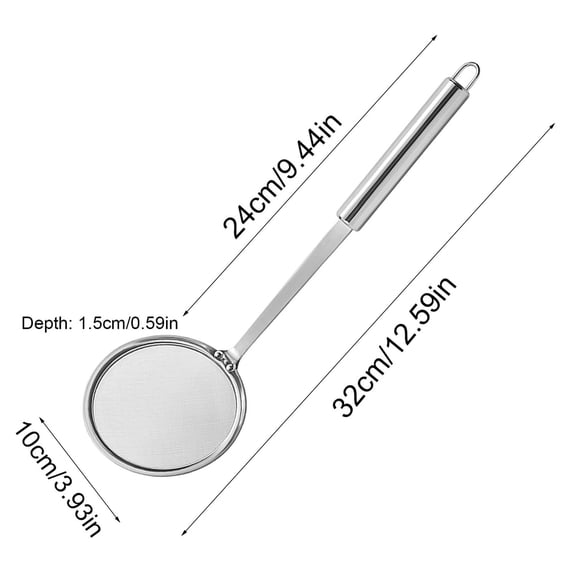 Strainer Spoon Small Stainless Steel Fine Mesh Strainer Spoon Skimmer, Ultra Fine 100 Mesh Kitchen Cooking Utensil forFrying Filtering Sauces Soup Fat Separator Skimmer