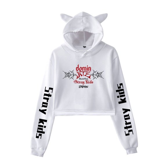 stray Kids Hoodie Cat Ear Fashion Casual Women's Short Hoodie Sportswear