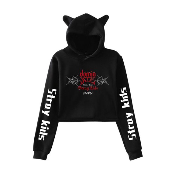 stray Kids Hoodie Cat Ear Fashion Casual Women's Short Hoodie Sportswear