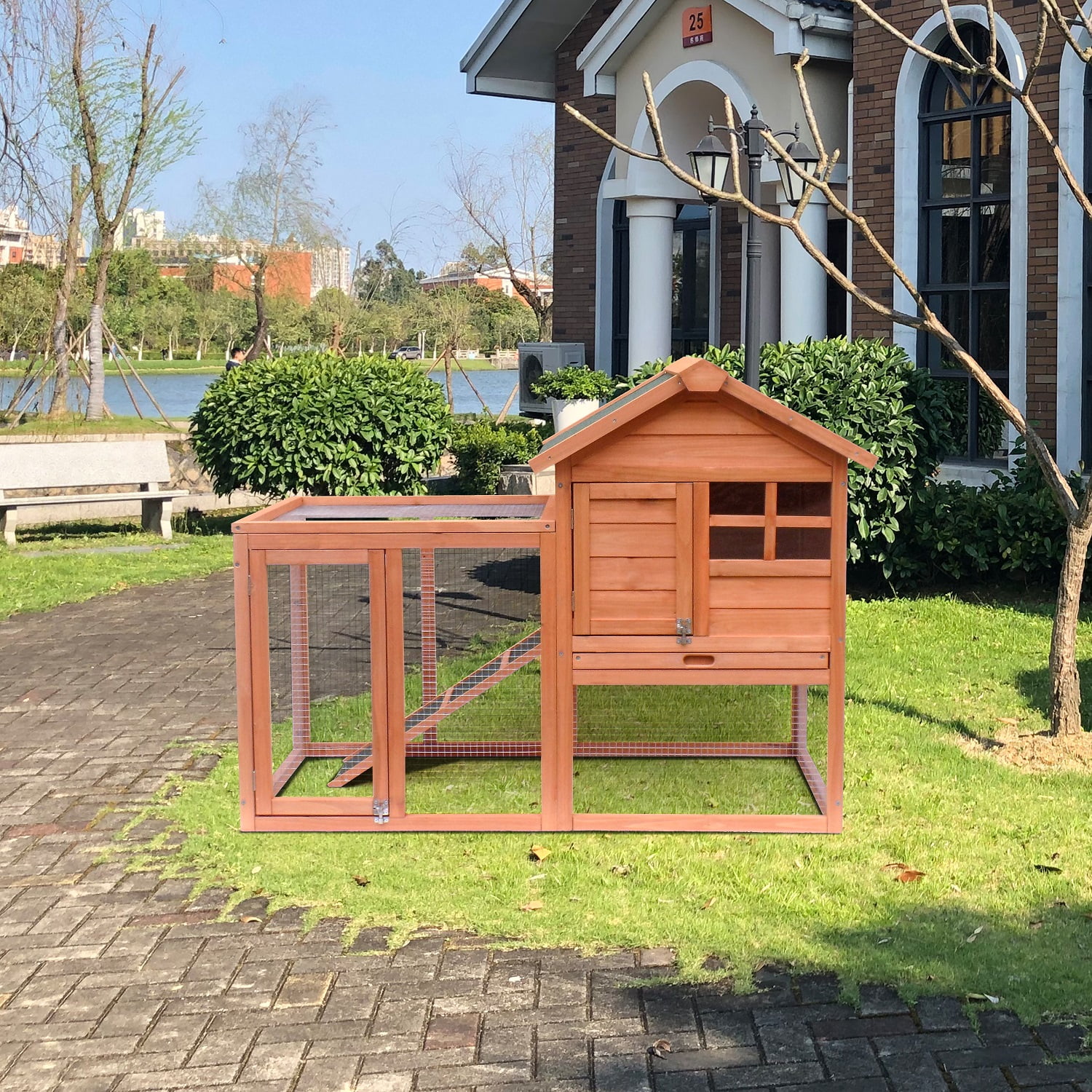 streakboard 48'' Chicken Coop Wooden Hen House Rabbit Hutch Outdoor Backyard Poultry Cage