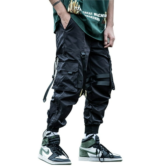 streetwear techwear joggers matte black harem relaxed fit pants
