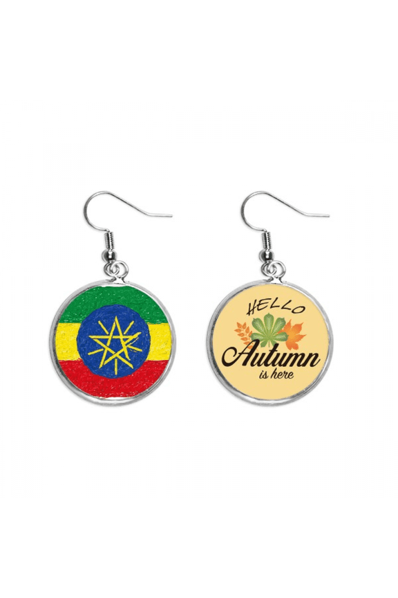 stripes ethiopia flag crayon drawing earring dangle autumn earring jewelry