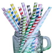 STROLA 100 Piece Colorful Paper Straws Bulk, 7.8 Inch Biodegradable Disposable Drinking Straws Eco Friendly for Party