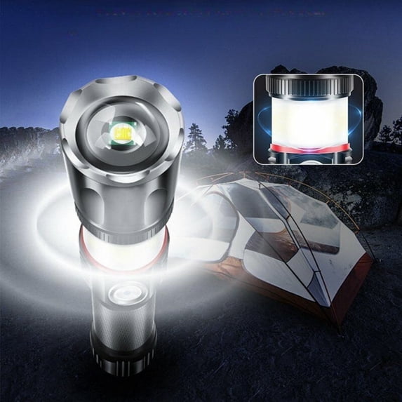strola Toys 10000 Lumen Super Bright Rechargeable Flashlight, Zoomable IPX6 Waterproof Aluminum LED Flashlight with 5 Modes & Power Bank for Emergency, Camping, Outdoors