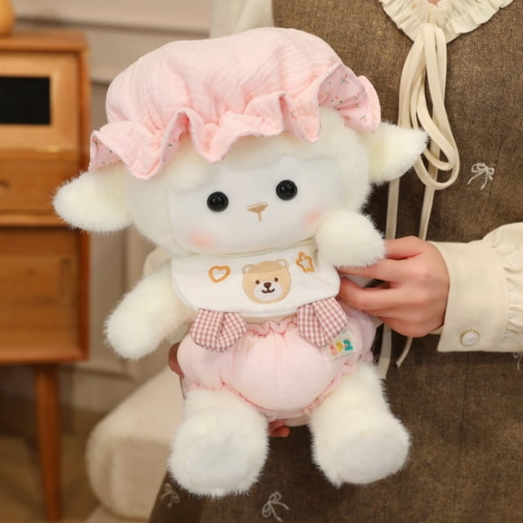 strola Toys Dreamtop Soft Lamb Plush Toy for Ki-ds, Cuddly Stuffed Animal Ba-by Sleep Aid, Anxiety Relief Comfort Buddy for Tod-dlers Newborn, Super Soft Plush Lamb Doll 12 Inch