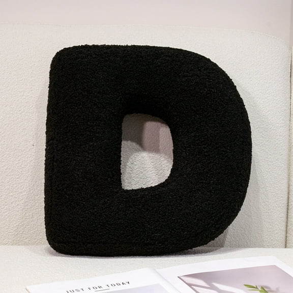 strola Toys Letter A Pillow - 3D Plush Throw Pillow, Black Decorative Alphabet Cushion for Home, Sofa, Car & Ki-ds Educational Toy, Personalized Gift for Living Room Bedroom Nursery