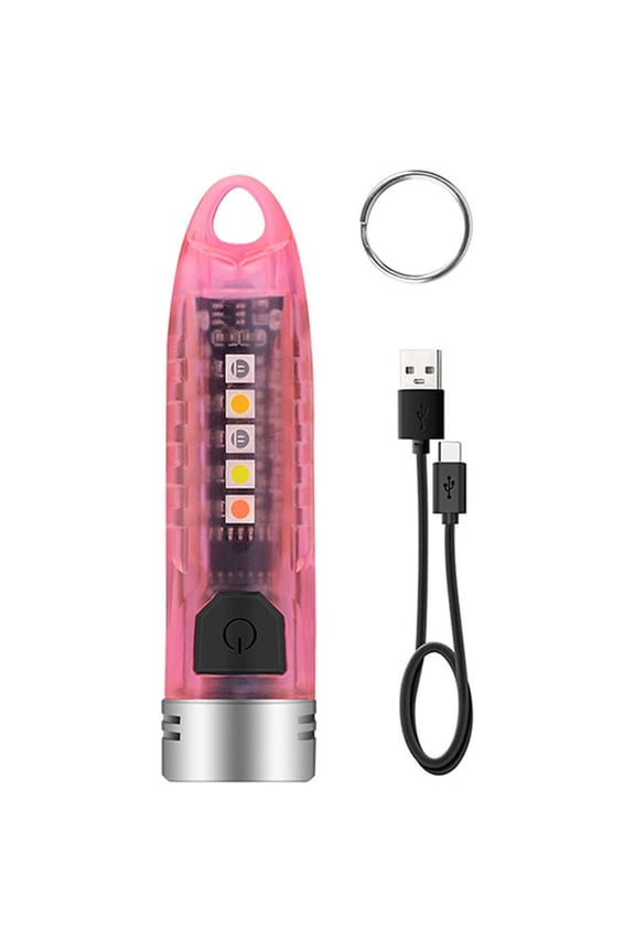 Mini Keychain Flashlight Rechargeable, Small EDC LED Pocket Light with UV, Bright Emergency Keyring Torch for Camping