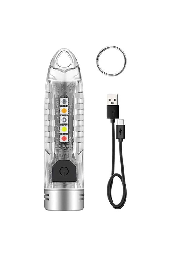 Rechargeable Keychain Flashlight Mini, Multifunctional EDC LED USB-C Small Flashlight with White UV Red Modes for Outdoor Emergency