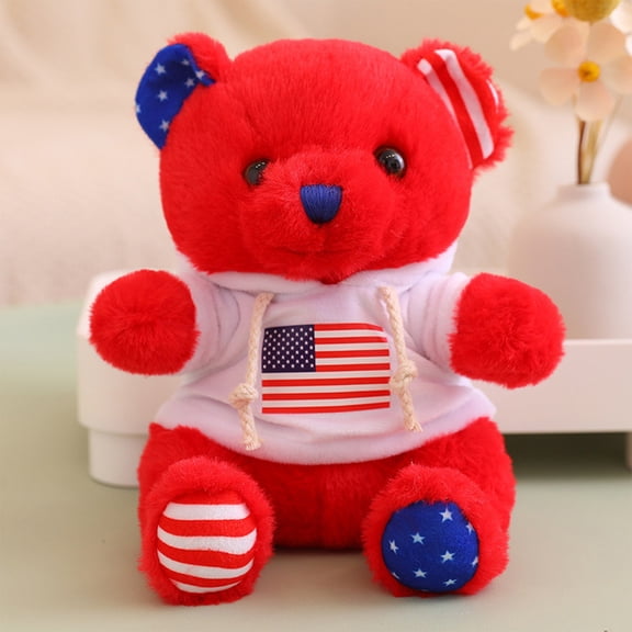 strola Toys Red Plush Bear Stuffed Animal, Soft Eco-Friendly Teddy Toy for Ki-ds & Adults, Anxiety Relief Companion 8 Inch