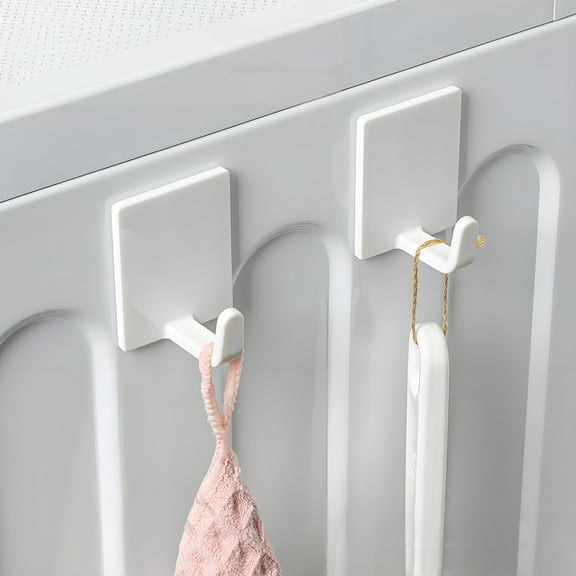 strola Toys Strong Magnetic Hooks 2-Pack, Adhesive and Magnetic Refrigerator Hooks for Kitchen Bathroom, No Drill Damage Free Storage Hooks for Metal & Smooth Surfaces, White