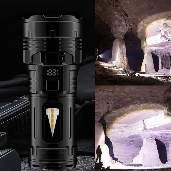 strola Toys Super Bright Long Range USB-C Rechargeable Flashlight, High Lumens Tactical LED Flashlight with Side Light & 4 Modes for Outdoor Camping, Hiking, Emergency