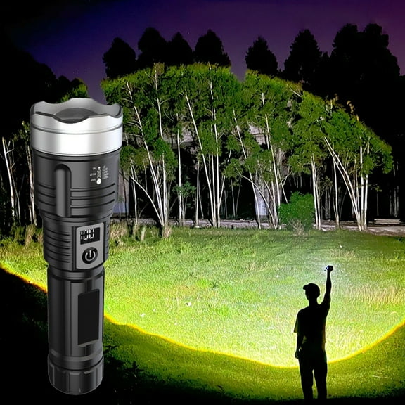 strola Toys USB C Rechargeable Flashlight, High Lumens Small Tactical Flashlight with Battery Display, IPX6 Waterproof Zoomable for Camping