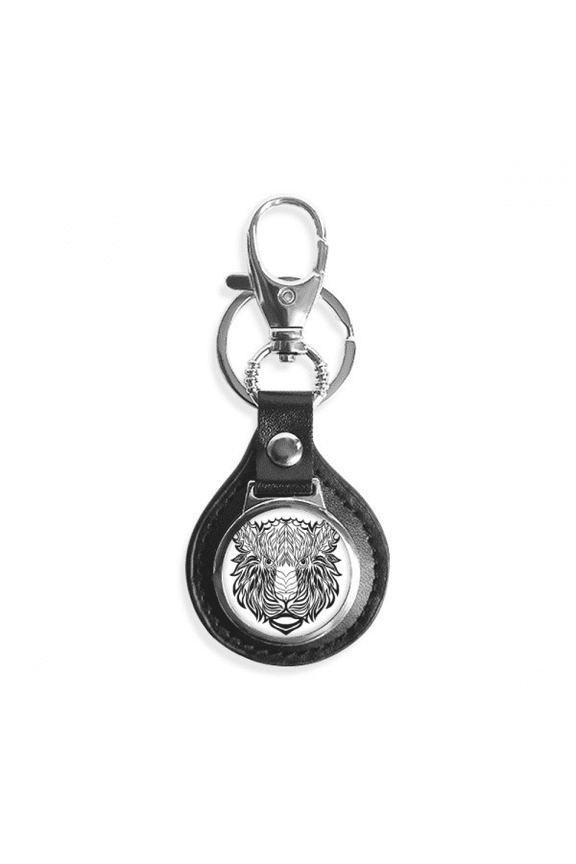 strong lion animal portrait sketch key link chain keyholder finder hook metal