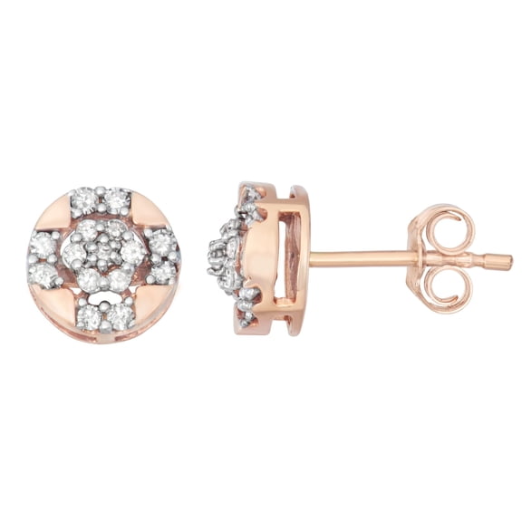 1/3 cttw White Diamonds Round shape Stud Earring Crafted in 10KT Rose Gold, Real Diamond Earring for Women.