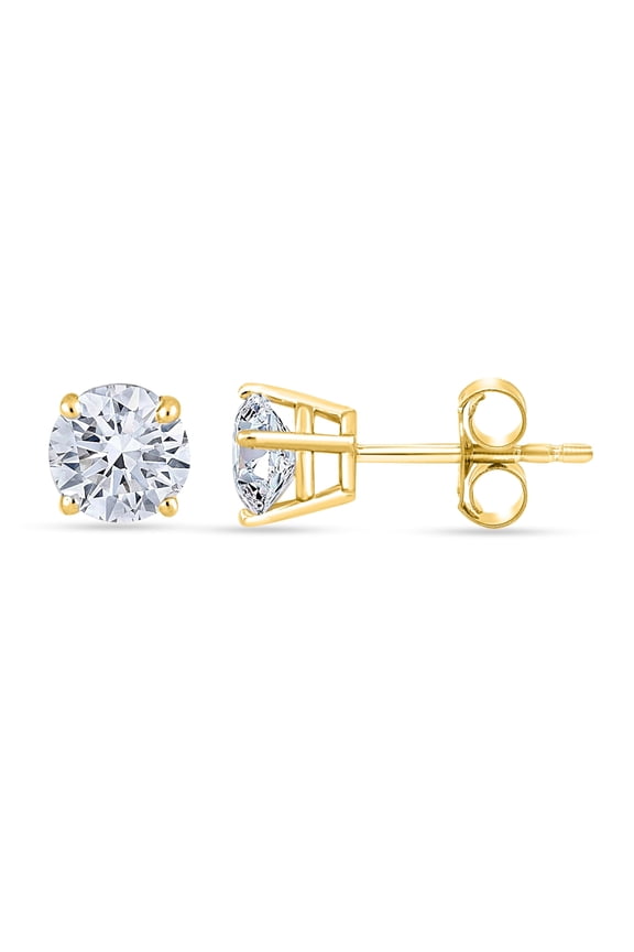 0.73-0.78 Carat Total Weight (cttw) Lab Grown Diamond Stud Earrings - 14K Yellow Gold Diamond Earrings for Women