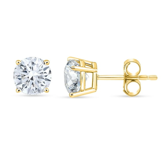 1.50 Carat Total Weight (cttw) Diamond Studs - 14K Yellow Gold Earrings for Women