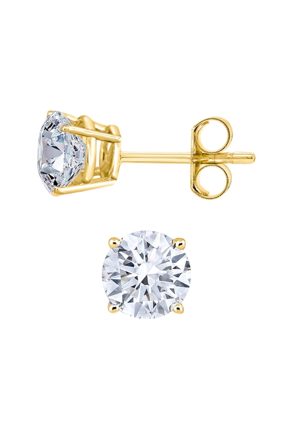 Mother's Day Gift For Her 0.25 To 3.00 Carats Lab Grown Round Solitaire Diamond Push Back Stud Earrings In 14K Yellow Gold (E-F Color, VS1-VS2 Eye Clean Clarity)