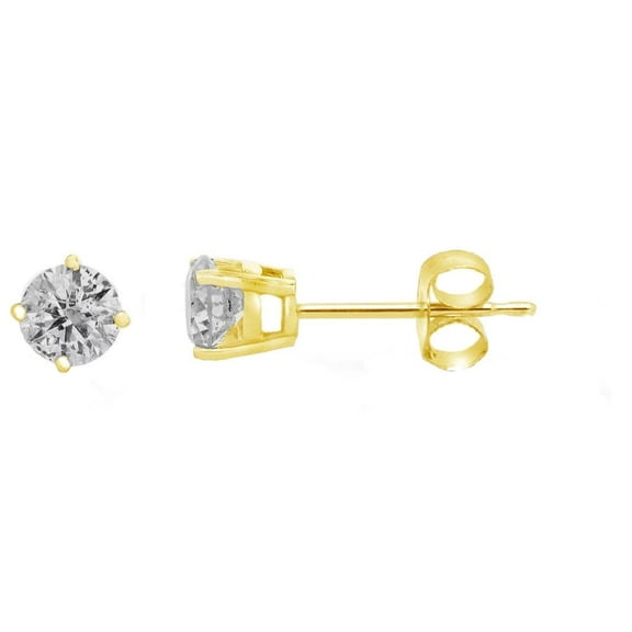 1/4 Carat Total Weight (cttw) Diamond Studs - 14K Yellow Gold Earrings for Women