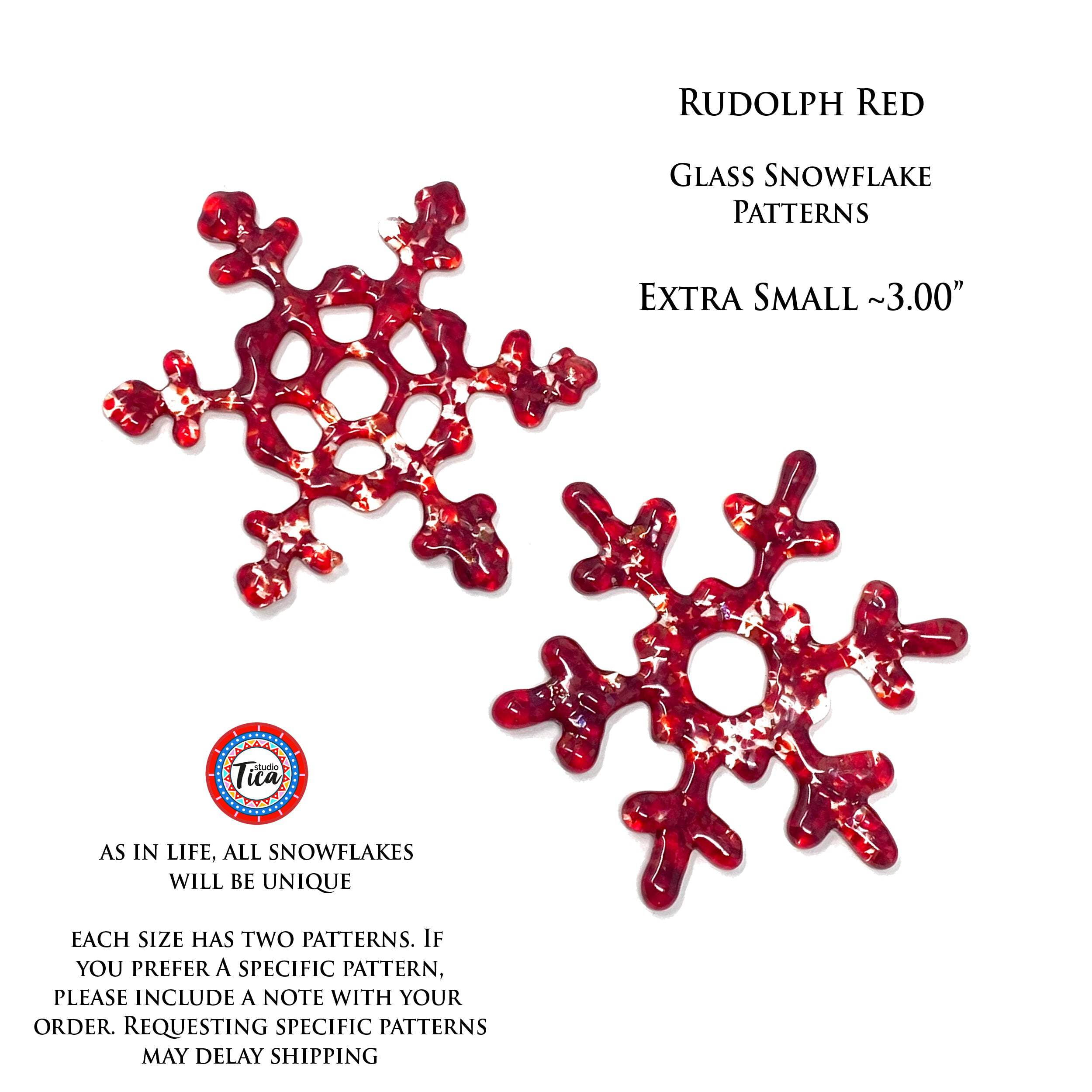 Handmade Glass Snowflake: Rudolph Red - Winter Holiday Christmas ...