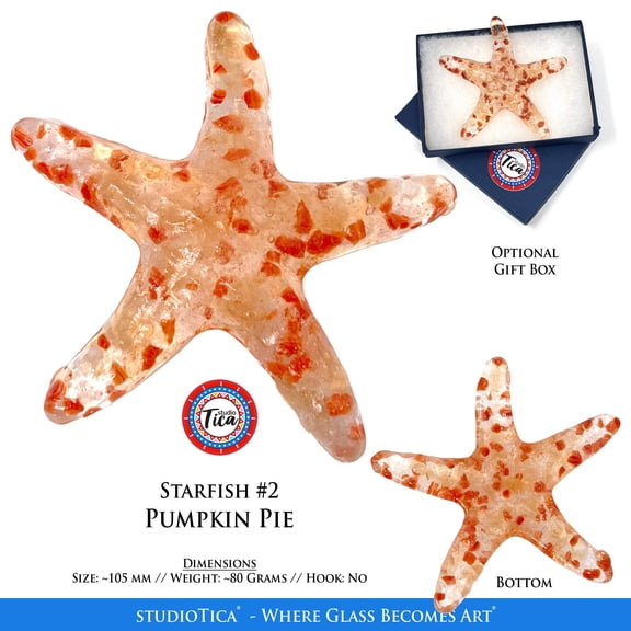 studioTica® Glass Starfish - Coral Collection - Sun Catcher, Paperweight, Ornament, Home Decor