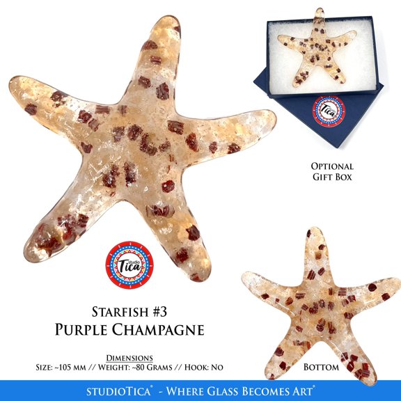 studioTica® Glass Starfish - Coral Collection - Sun Catcher, Paperweight, Ornament, Home Decor