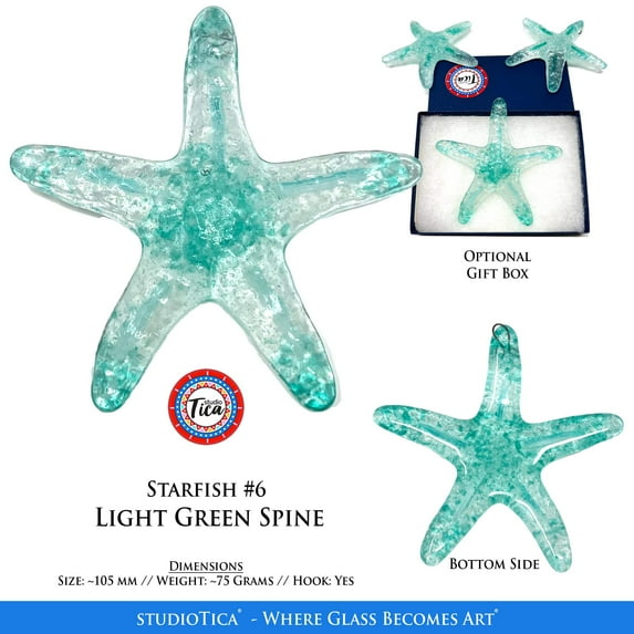 studioTica® Glass Starfish - Emerald Collection - Sun Catcher, Paperweight, Ornament, Home Decor