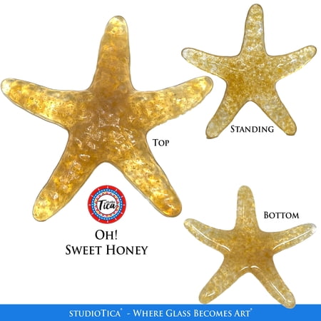 studioTica® Glass Starfish - Golden Collection - Sun Catcher, Paperweight, Ornament, Home Decor