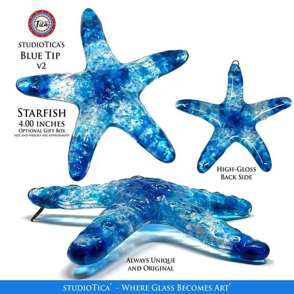 studioTica® Starfish - Deep Blue + Blue Tip - Sun Catcher, Paperweight, Ornament, Home Decor
