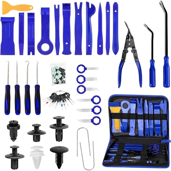 stusgo 148Pcs Trim Removal Tool Kit, Car Panel Door Window Audio Pry Tool Kit, Auto Clip Pliers Fastener Remover, Push Pin Puller, POM Material Interior Trim Repair Tools Set with Storage Bag