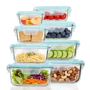 stusgo 16 Pcs Glass Food Storage Containers with Lids, Airtight BPA-Free Leakproof Meal Prep Containers, Microwave Oven Freezer Dishwasher Safe Stackable Lunch Boxes 8 Pack,Green