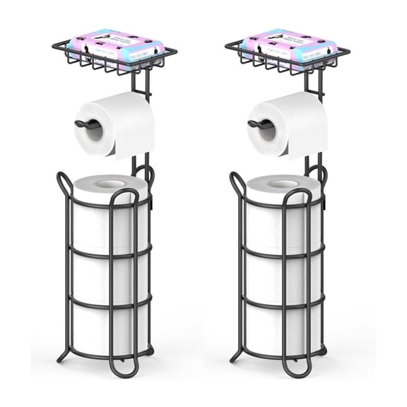 stusgo 2 pcs Inserted Tube Upgraded Toilet Paper Holder Free Standing Black