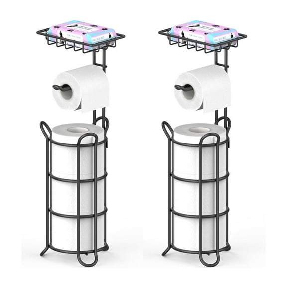 stusgo 2 pcs Inserted Tube Upgraded Toilet Paper Holder Free Standing Black