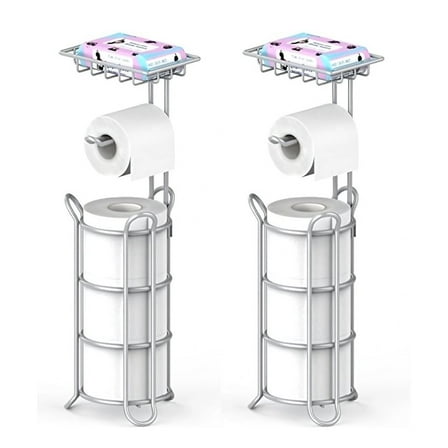 stusgo 2 pcs Inserted Tube Upgraded Toilet Paper Holder Free Standing Silver