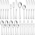 thumbnail image 1 of stusgo 20 Pieces Silverware Set Service for 4, Food-Grade Stainless Steel Flatware Set, Cutlery Set Include Fork Knife Spoon, Mirror Polished Dishwasher Safe, Utensil for Party(silver), 1 of 8