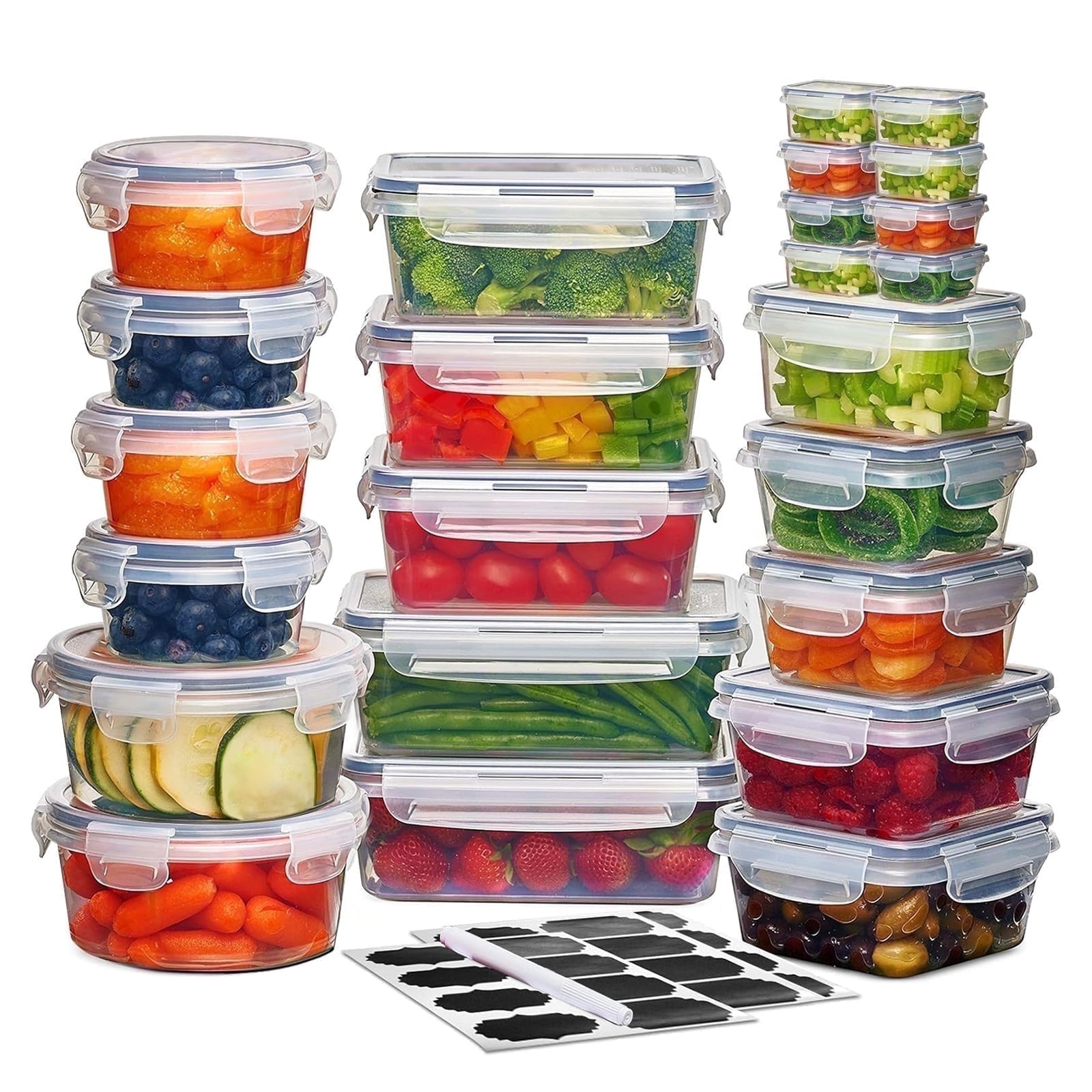 stusgo 24 Pack Food Storage Container Set, Lunch Boxes with Leak Proof LidsAirtight,BPA-Free Clear Plastic Storage Containers for Home & KitchenOrganizatio - Walmart.com