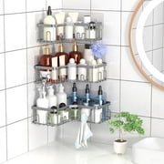 stusgo 3 Pack Corner Shower Caddy, Stainless Steel Adhesive Shower Organizer Corner Shower Shelves for Bathroom Storage (silver-gray)