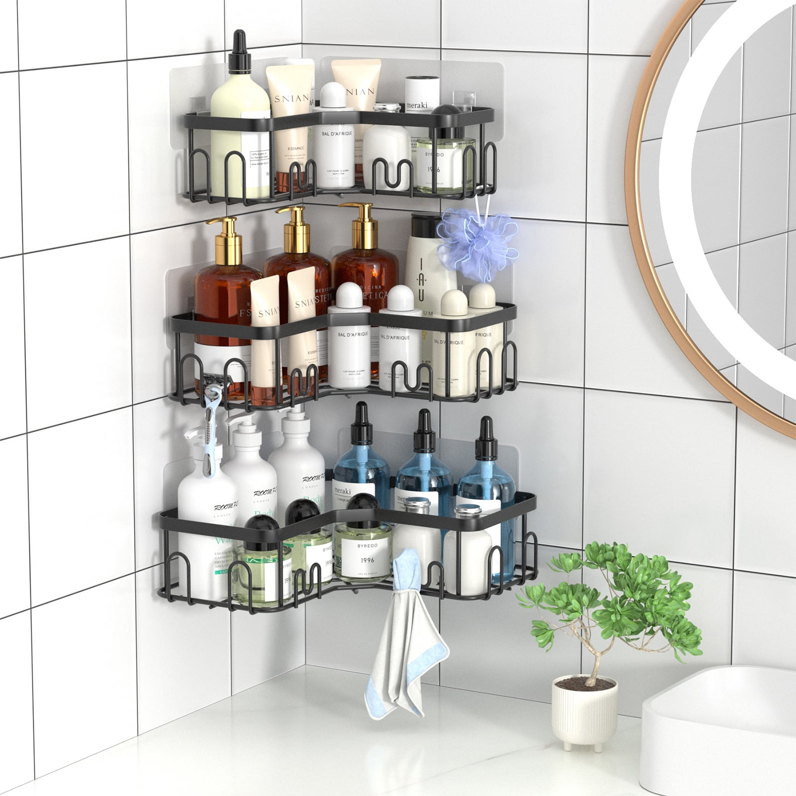 Bomtss Shower Caddy, Self Adhesive Shower Shelves, 5-Pack Bathroom Shower  Organizer, Shower Rack Storage, Wall Mounted Shower Shelf for Inside Shower