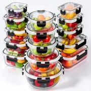stusgo 15 Pas Glass Storage Containers with Lids, BPA Free Reusable 15 Pcs,Black