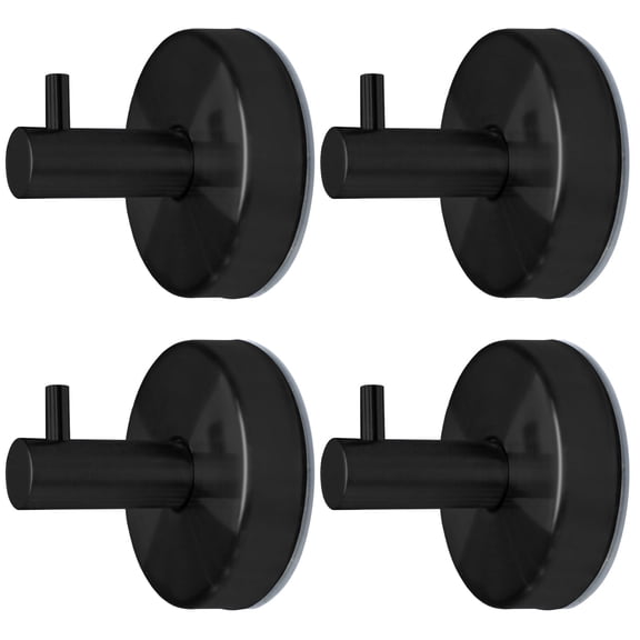 stusgo 4 Pack Towel Hooks Suction Cup Hooks for Bathroom Rustproof No Drill Hooks(Matte Black)