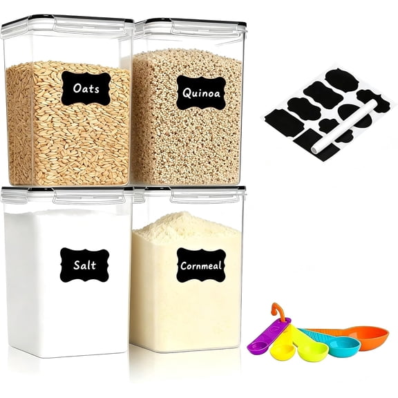stusgo 4 Pcs 6.5L / 220 oz Large Food Storage Containers，Includes Spoons, Labels and a Pen