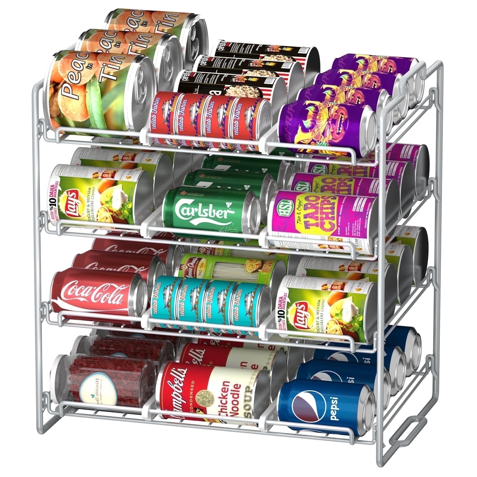 stusgo 4 Tiers Stackable Can Rack Organizer for up to 48 Cans for Kitchen Cabinet and Pantry (Silver) - Walmart.com