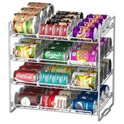 stusgo 4 Tiers Stackable Can Rack Organizer for up to 48 Cans for Kitchen Cabinet and Pantry Silver