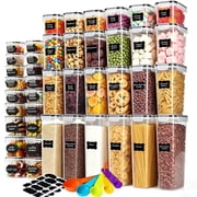 stusgo 42 Pcs Airtight Food Storage Containers Set with Lids, BPA Free Clear Pantry Canister for Kitchen and Pantry Organization,Plastic Canisters for Cereal, Dry Food and Sugar,Includes 50 Labels