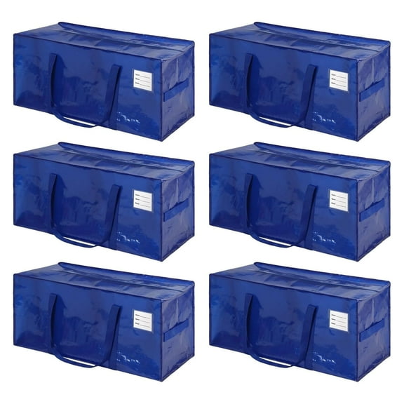 stusgo 6 Pack Extra Large Moving Bags Heavy Duty with Zippers & Carrying Handles, Moving Boxes Alternative, Packing Supplies, Large Storage Bags Totes for Space Saving(Blue)