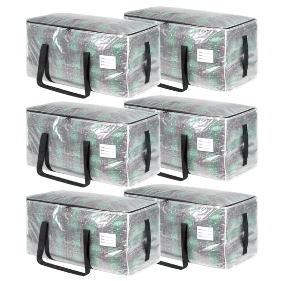 stusgo 6 Pack Extra Large Moving Bags Heavy Duty with Zippers & Carrying Handles, Moving Boxes Alternative, Packing Supplies, Large Storage Bags Totes for Space Saving(Transparent)