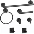 thumbnail image 1 of stusgo 7-Piece, Stainless Steel Bathroom Hardware Set Mattle Black Wall Mounted Bathroom Accessories Set- 16''Towel Bar, Toilet Paper Holders, Towel Ring,Robe Hooks,Adhesive Wall Hooks, 1 of 7