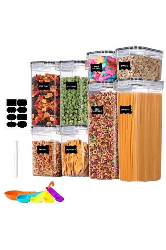 8 Pcs Airtight Food Storage Containers Set with Lids, Canisters for Cereal, Dry Food and Sugar